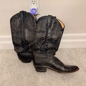 Dan Post Black Leather Cowboy Boots